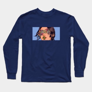 Illustration of Woman With Flowers Long Sleeve T-Shirt